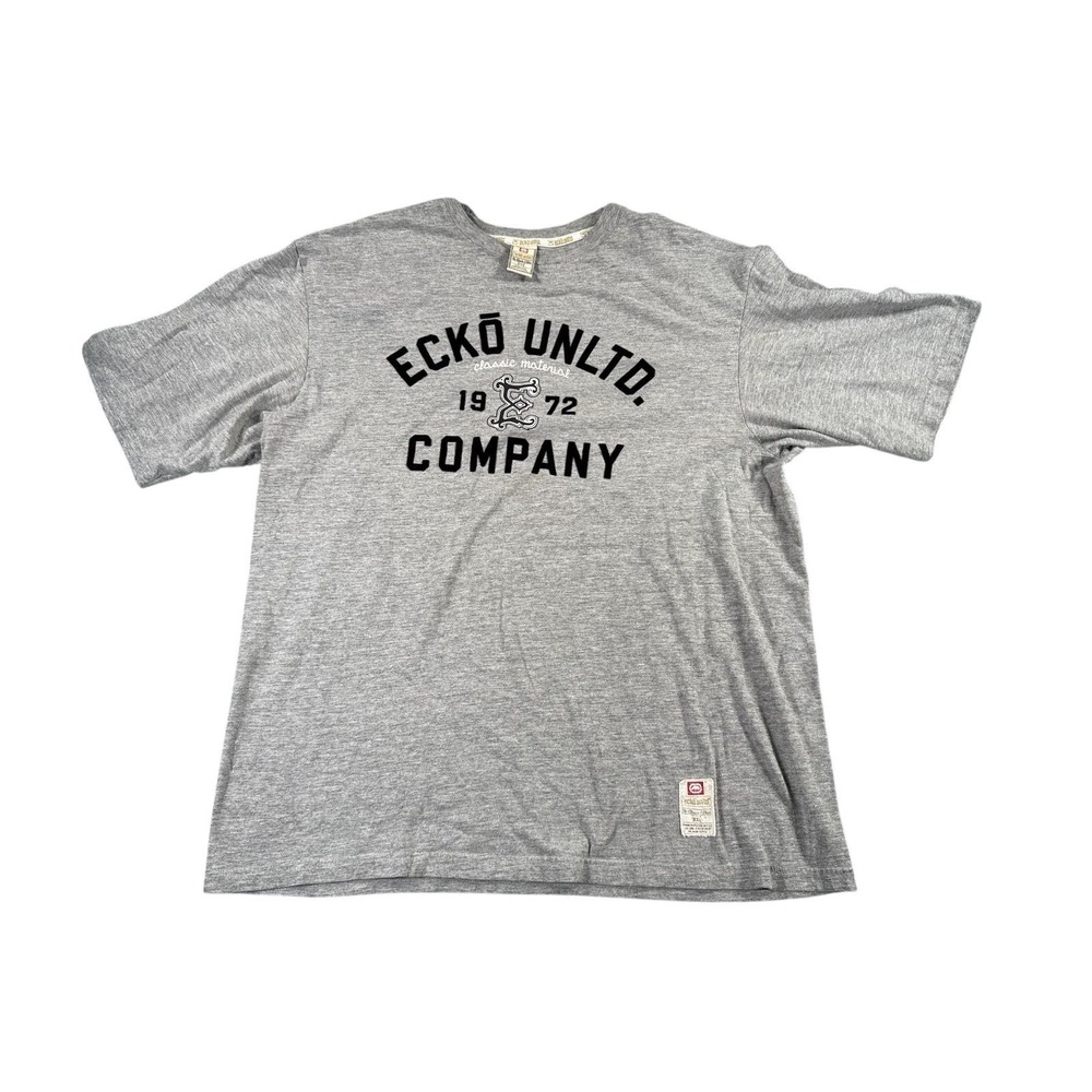 Vintage Ecko Unltd T Shirt Mens 2XL Gray 1972 Y2K Short Sleeve Graphic Logo Rare